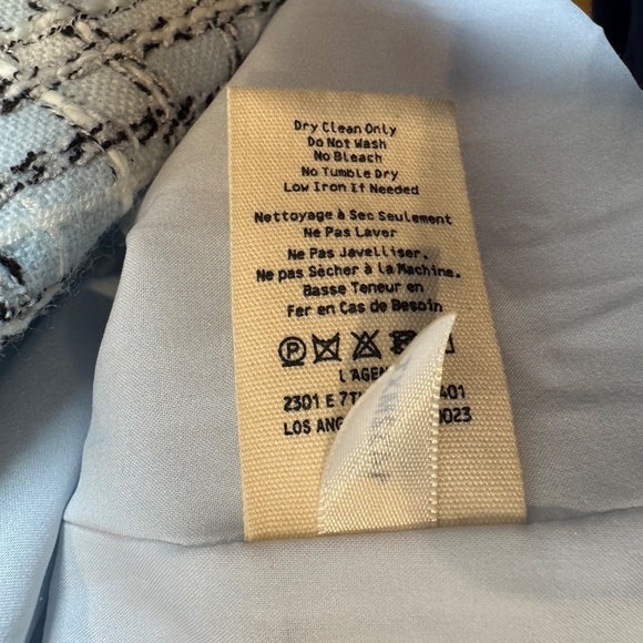 Size 10 - L'Agence Kenzie Double Breasted Plaid Blazer in Light Blue Tweed - Picture 7 of 8